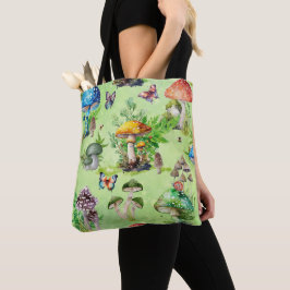 Bolsa Tote Jardim de Cogumelo com Aquarela