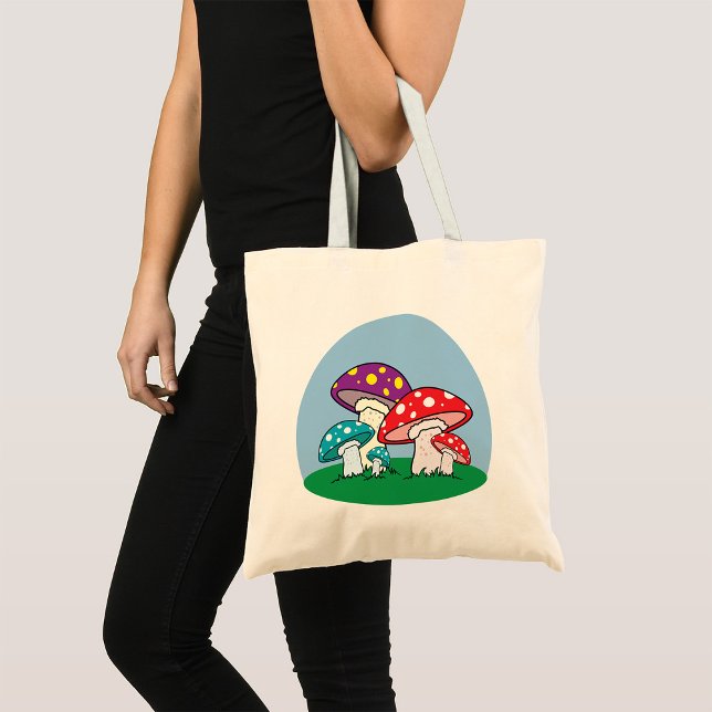 Bolsa Tote Jardim de Cogumelos Vibrantes (Criador carregado)
