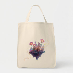 Bolsa Tote Jardim de Cristal Vibrante no Espaço Cósmico
