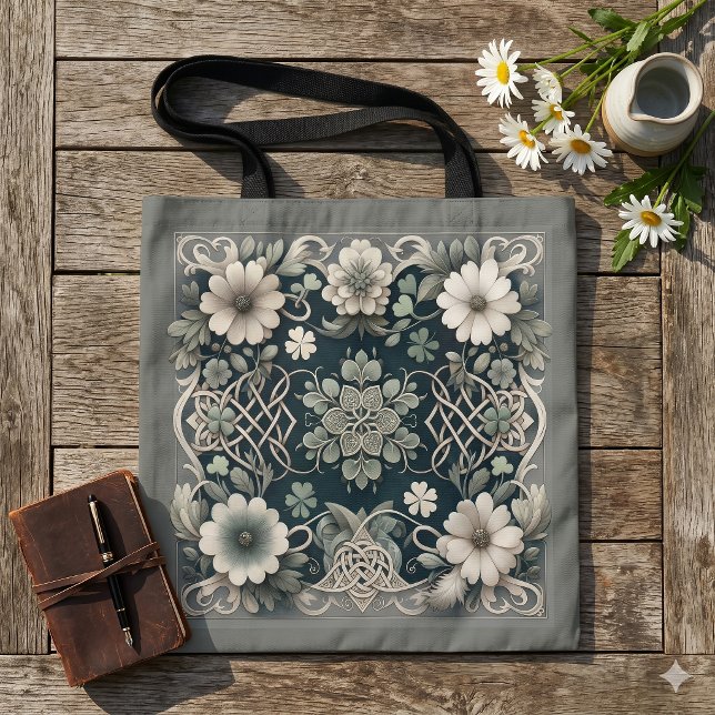 Bolsa Tote Jardim de Entrelaçamento de Trevo Sussurrado (Whispered Clover Knotwork Garden Tote Bag)