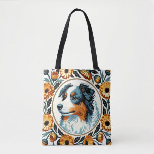 Bolsa Tote Jardim de Flores de Borda Collie
