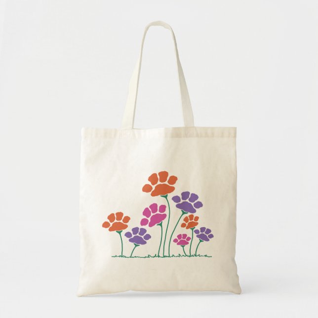 Bolsa Tote Jardim de Flores de Pegada de Pata (Frente)