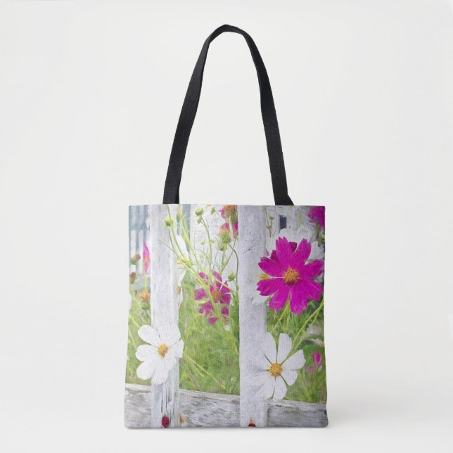 Bolsa Tote Jardim de Flores do Cosmos (Frente)