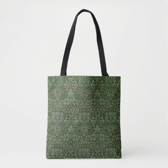Bolsa Tote Jardim de Flores William Morris - Verdes (Frente)