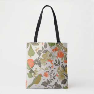 Bolsa Tote Jardim de fruta com pássaro. padrão sem falhas