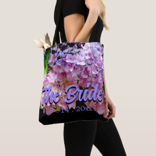 Bolsa Tote Jardim de hortênsias rosa azul roxo floral, Noiva