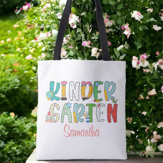 Bolsa Tote Jardim de Infância de volta à Escola Script Person (Criador carregado)
