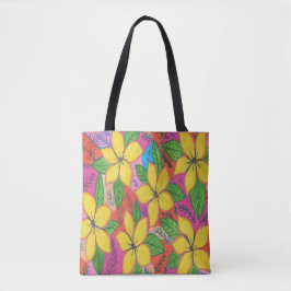 Bolsa Tote Jardim de Plumeria Tropical