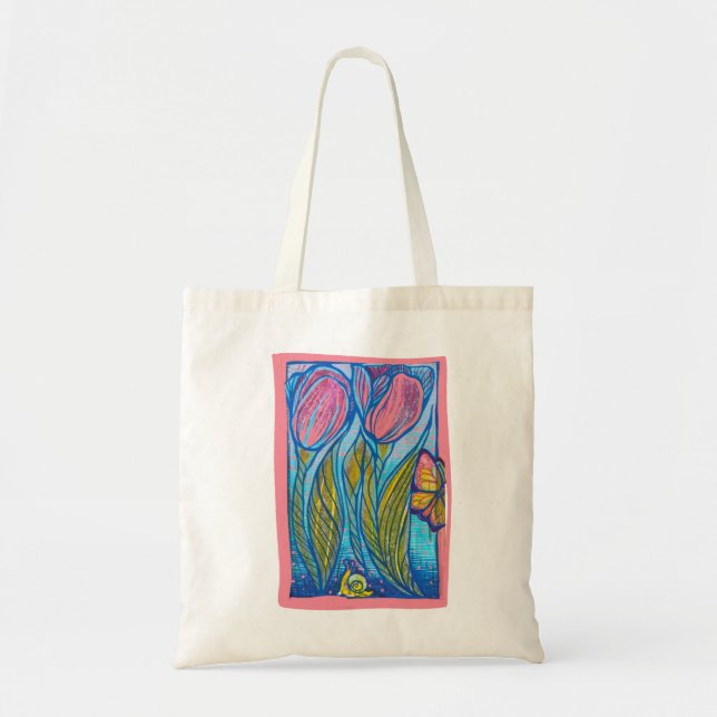 Bolsa Tote Jardim de Primavera (Frente)
