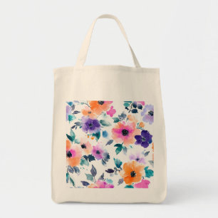 Bolsa Tote Jardim de primavera vintage em aquarela floral