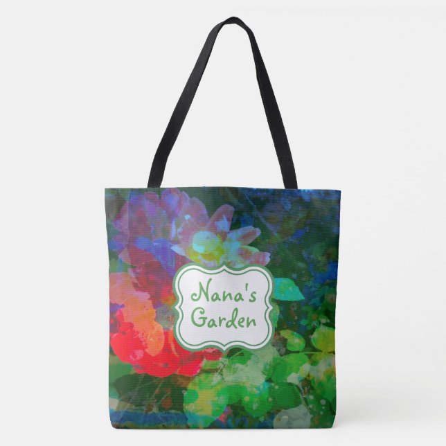 Bolsa Tote Jardim de Rosa Abstrato Personalizado (Frente)