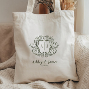 Bolsa Tote Jardim de Rosas Desenroladas com Crista de Monogra