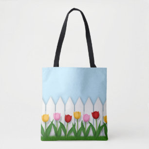Bolsa Tote Jardim de Tulipas Alegre Personalizável