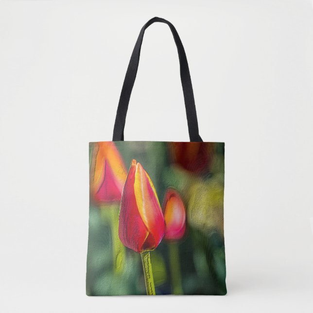 Bolsa Tote Jardim de Tulipas Texturizado (Frente)