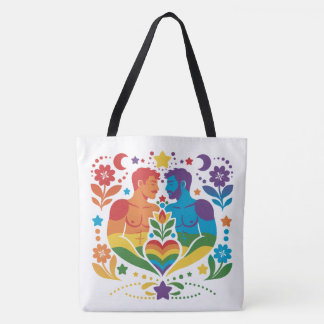Bolsa Tote Jardim do Orgulho da Arte Popular Arco-íris
