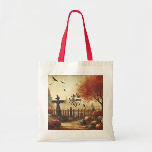 Bolsa Tote Jardim do outono e espantalho