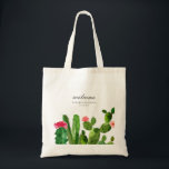 Bolsa Tote Jardim Elegante de Cactus | Casamento<br><div class="desc">Esta bela sacola de tote de casamento apresenta cactos florescentes lindos, aliados a tipografia elegante. Preencha-o com o essencial para seus convidados de casamento, como água de garrafa, chinelos, protetor solar, chocolates, etc. É a escolha perfeita para um casamento rústico mas elegante. Este design coordena-se com a nossa suíte de...</div>