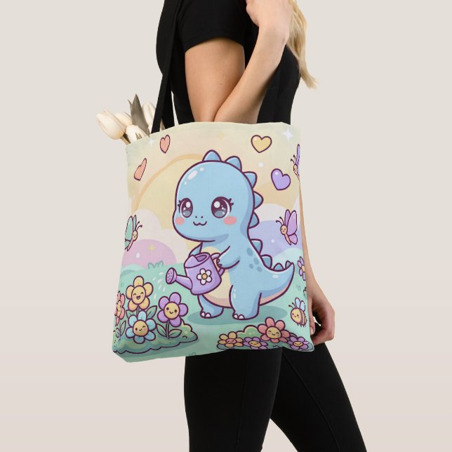 Bolsa Tote Jardim Feliz do Dino (Close Up)