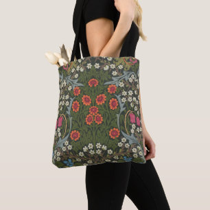 Bolsa Tote Jardim Flor Clássica de Amieiro Preto William Morr