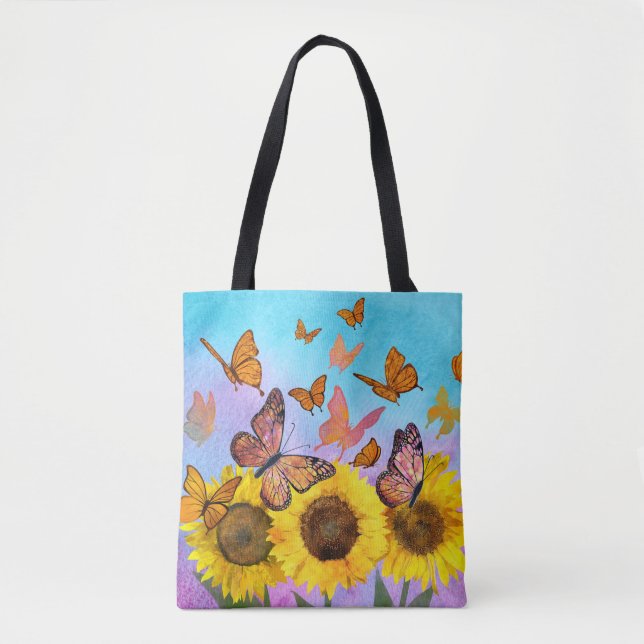Bolsa Tote Jardim Flor das Borboletas Lindo-Sol (Frente)