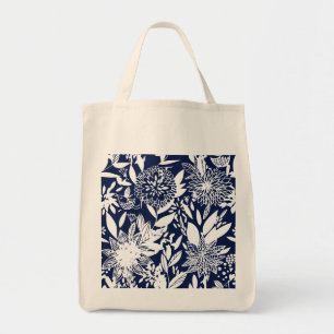 Bolsa Tote Jardim Floral de Amor com Pássaro Azul Vintage