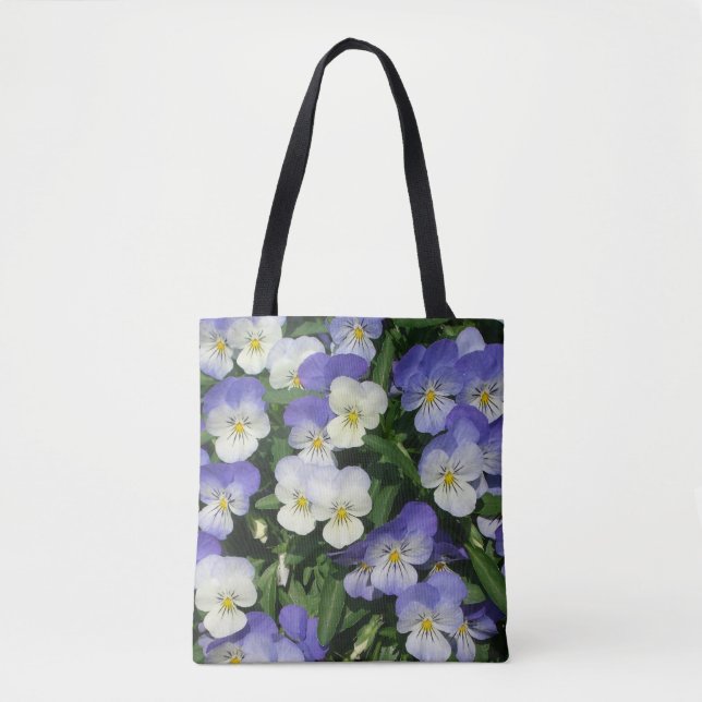 Bolsa Tote Jardim Floral de Violetas Pensées (Frente)