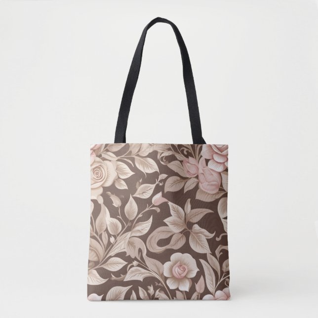 Bolsa Tote Jardim Floral Mocha (Frente)