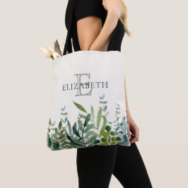Bolsa Tote Jardim - Folhas Botânicas De Aquarela Personalizad