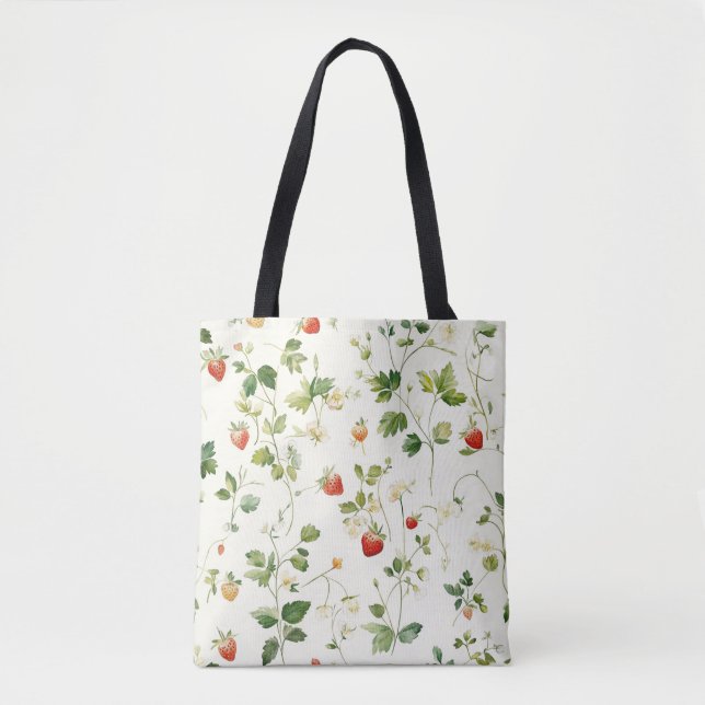 Bolsa Tote Jardim Folhas Morangos (Frente)