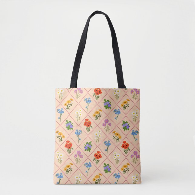 Bolsa Tote Jardim Harlequim de Flores Silvestres (Frente)