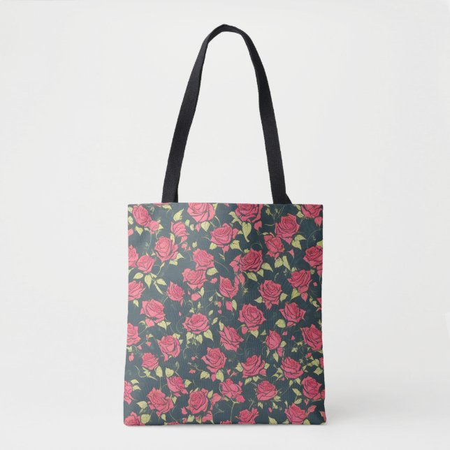 Bolsa Tote Jardim Romântico de Rosas (Frente)