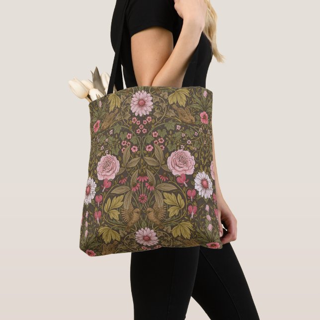 Bolsa Tote Jardim selvagem em café marrom (Close Up)