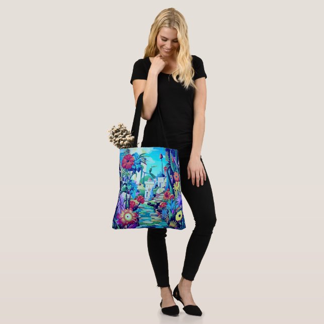 Bolsa Tote Jardim Surreal - Ilustração Floral design 2 (No(a) Modelo)