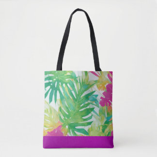 Bolsa Tote Jardim Tropical de Fuchsia