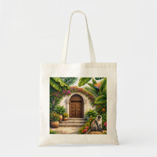 Bolsa Tote Jardim Tropical de Zanzibar, Porta Esculpida