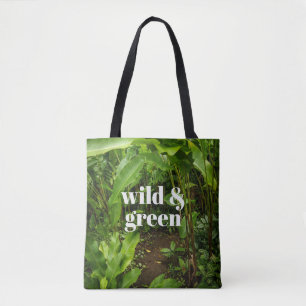 Bolsa Tote Jardim Tropical Selvagem e Verde