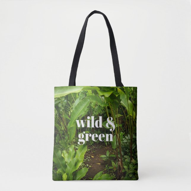 Bolsa Tote Jardim Tropical Selvagem e Verde (Frente)