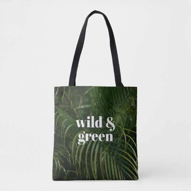 Bolsa Tote Jardim Tropical Selvagem & Verde (Frente)