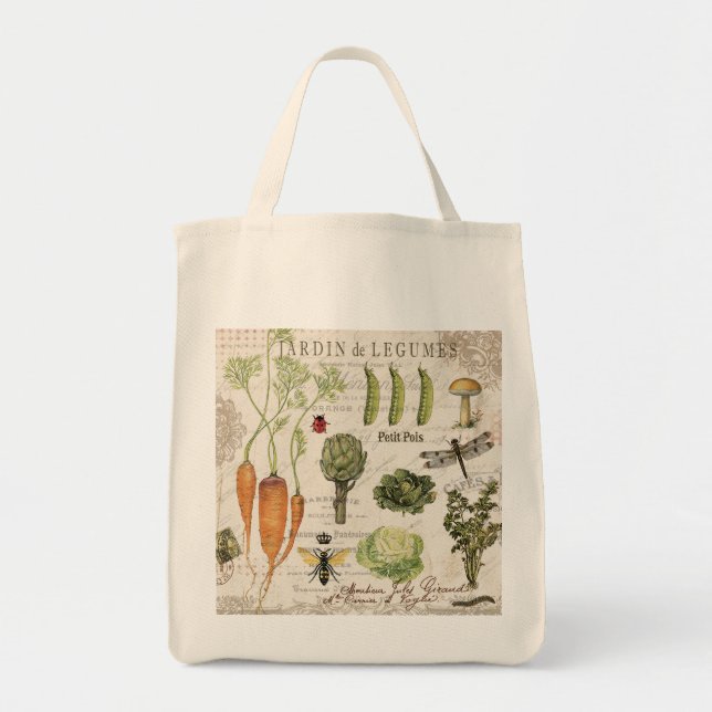 Bolsa Tote jardim vegetal francês do vintage moderno (Frente)