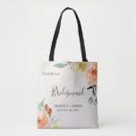 Bolsa Tote Jardin De Fleurs Personalizou Bridesmaid<br><div class="desc">A Vintage inspirou flores e folhagem de jardins de aquarelas,  festa de casamento personalizada. Concebido para corresponder à nossa coleção Jardin De Fleurs.</div>