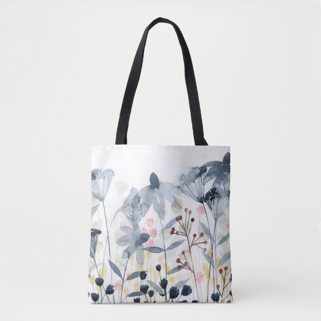 Bolsa Tote Jardins Camadas - Flores de Aquarela (Frente)