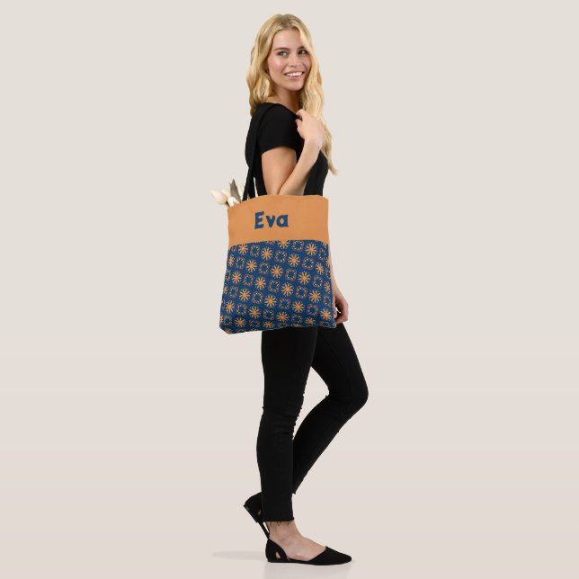 Bolsa Tote Jasper Orange e Soeo Blue Flower (No(a) Modelo)