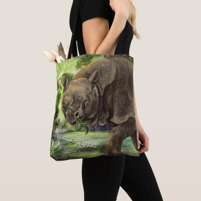 Bolsa Tote Javan Rhino Art (Close Up)