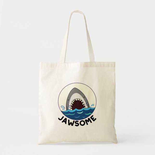 Bolsa Tote Jawsome Funny Sharny Teeth Pun (Frente)
