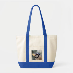 Bolsa Tote Jay azul com um amendoim