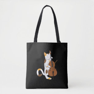 Bolsa Tote Jazz Cat Shirt Jogando Bass Instrumento para Kitte