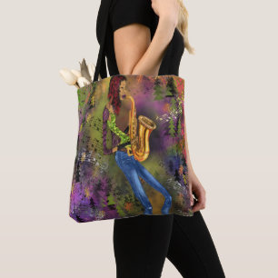 Bolsa Tote Jazz Lady Saxophone Player Dance Music Soul