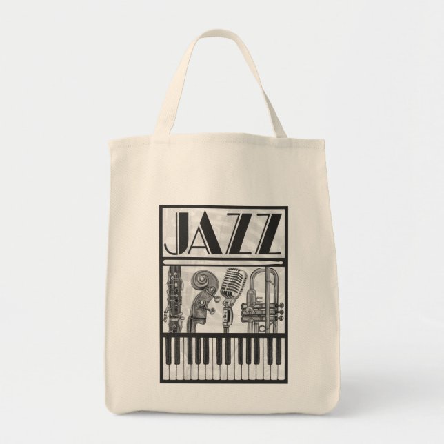 Bolsa Tote Jazz Music Instruments Canvas (Frente)