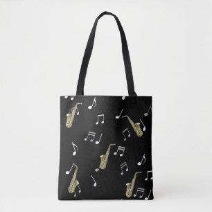 Bolsa Tote Jazzy Saxofone e Notas Musicais