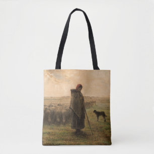 Bolsa Tote Jean-Francois Millet - Shepherdess e Flock 1865